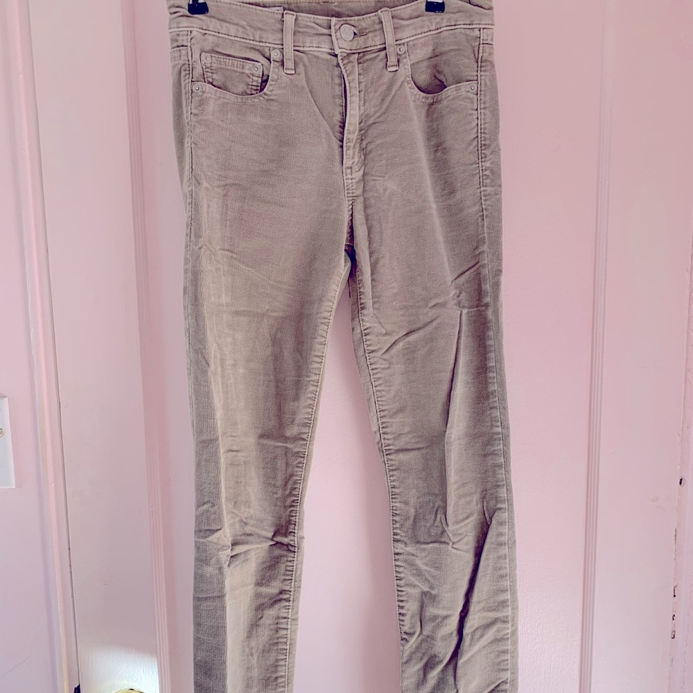 Beige corduroy skinny pants